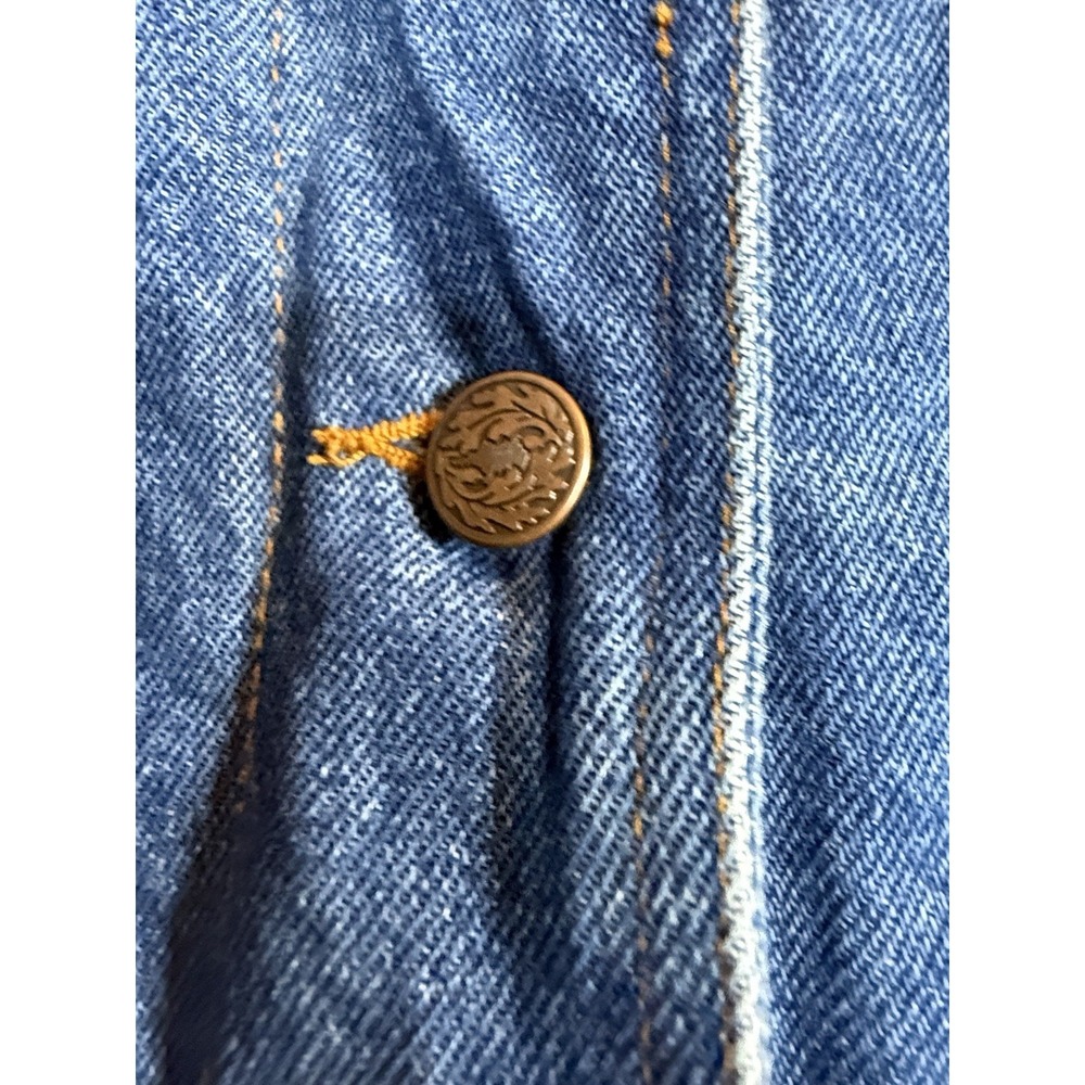 VINTAGE 70s Denim Jacket Lew Magram Cheetah Print Faux Fur Trim Collared Size L - Picture 6 of 8